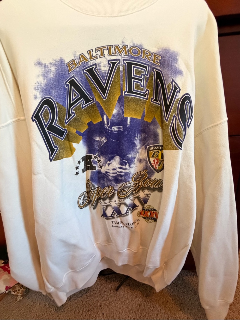 Abercrombie & Fitch Baltimore Ravens Super Bowl XXXV Sweatshirt XL NFL 2001
